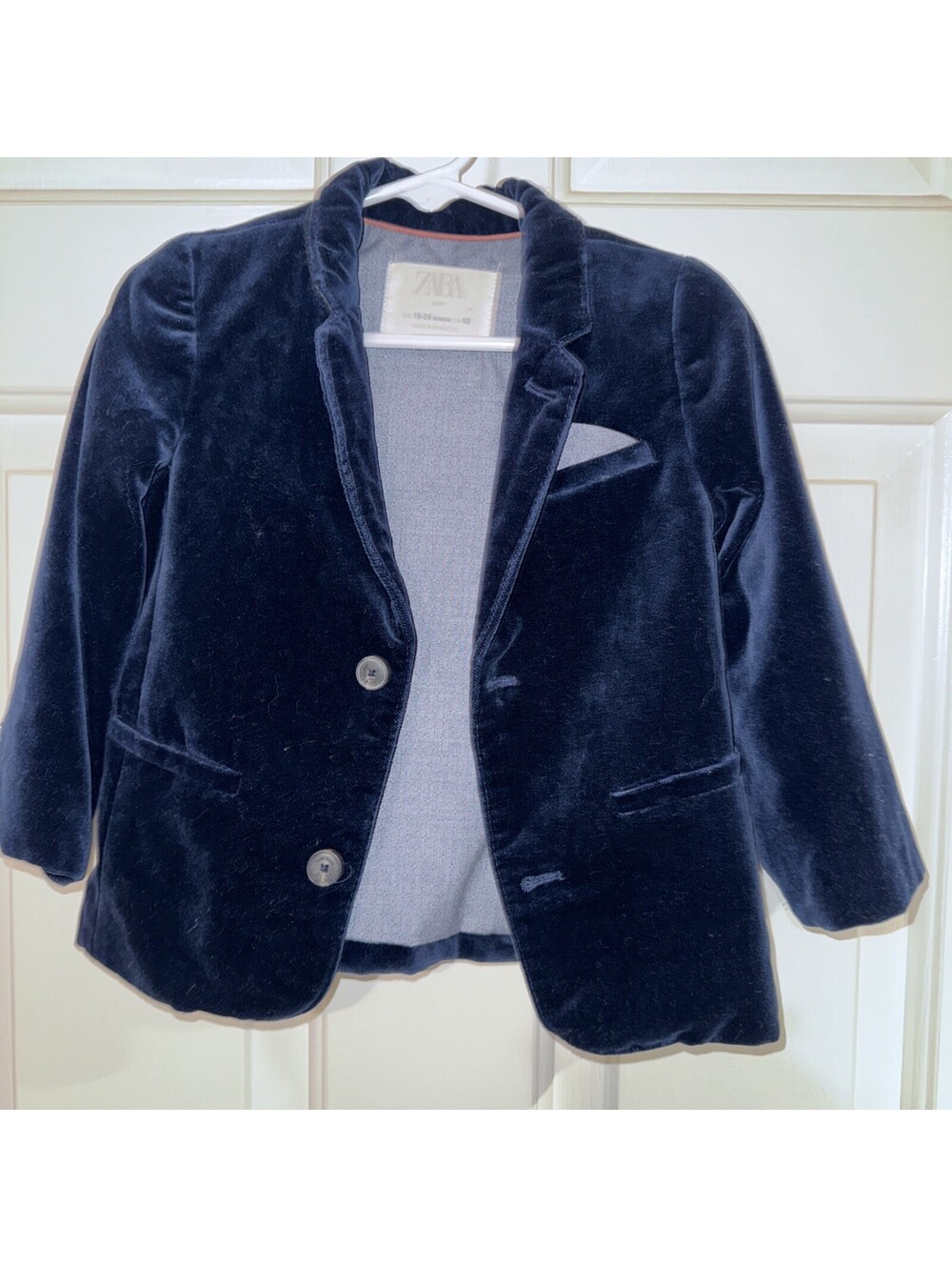 ZARA Baby Boy Velvet Blazer Jacket Navy Blue Suit Jacket Size 18-24 Months